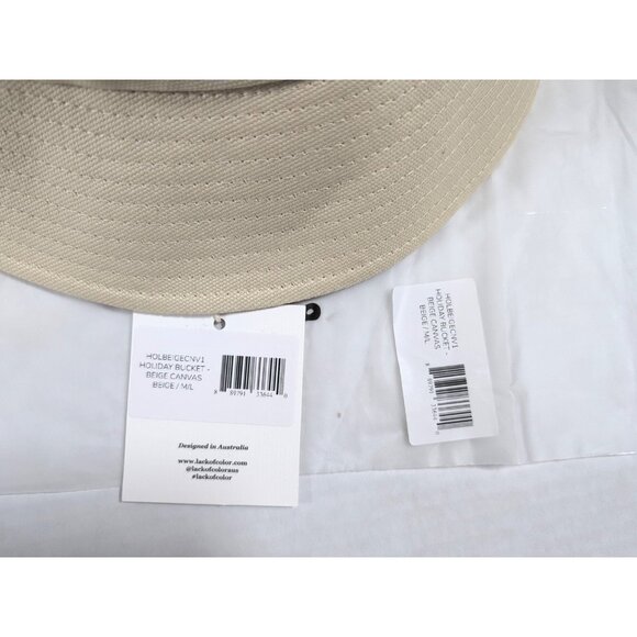 Lack of Color Women\'s Holiday Cotton Canvas Bucket Hat (Beige, M/L) -‎ New